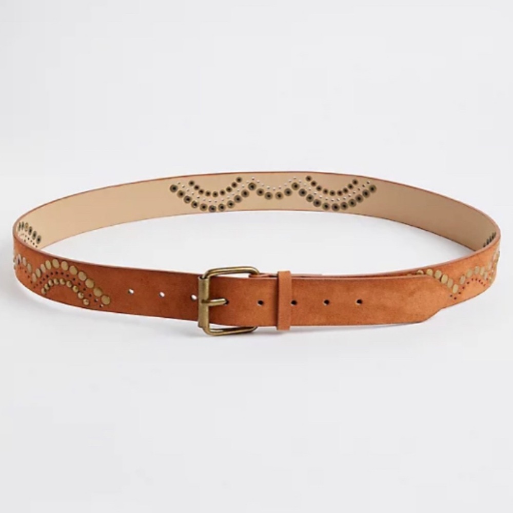 🆕 Studded Cognac Faux Suede Belt 3 3X 22 24 NWT Torrid New! Brown Nailhead Belt
